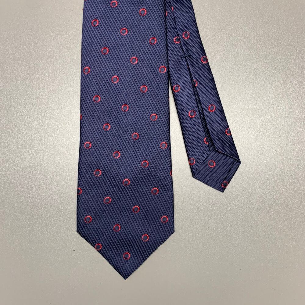 BVLGARI Navy Red Polka Dot Silk Tie